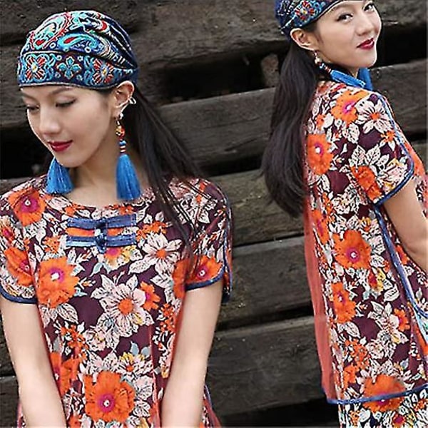 Brodert Blomst Turban Boho Hodebånd Hatt Hodeplagg