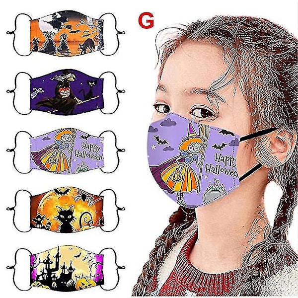 Barnansiktsmask Halloween Söt Cartoon Print För Skola Utomhus Återanvändbar För Barn A