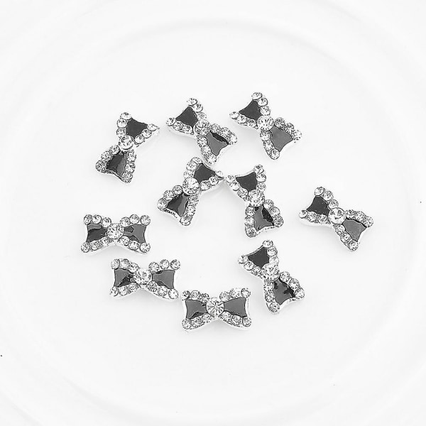 10 stk 3D metall Rhinestone bowknot Nail Art Charms