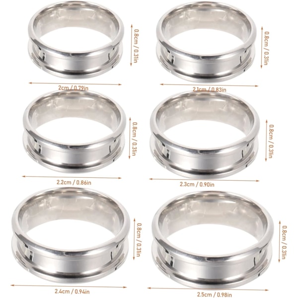 18 stk. Rillede Simple Fingerringe Rustfrit Stål Smykker Ring Emner Moderne Stabling