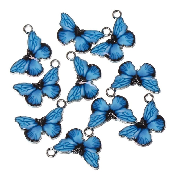 10 st gåva blå emalj gör handgjorda smycken Butterfly Charms Halsband Armband Modepresent