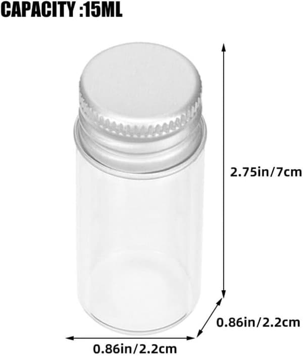 24 st 15 ml klara glasflaskor, liten vätskeprovflaska med skruvkorkar