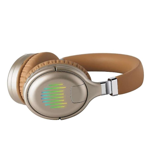 Head-on Foldbar Bluetooth-hodetelefoner Trådløse Spill 5.0 Stereo RGB Golden brown