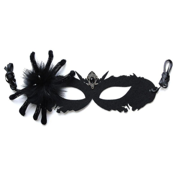 Halloween Svart Edderkopp Dødsmaske Ball Halv Ansikt Mann Og Kvinne Voksen Forestilling Maske Hodeplagg Glad Halloween Fest Kledd Opp A-yuhao