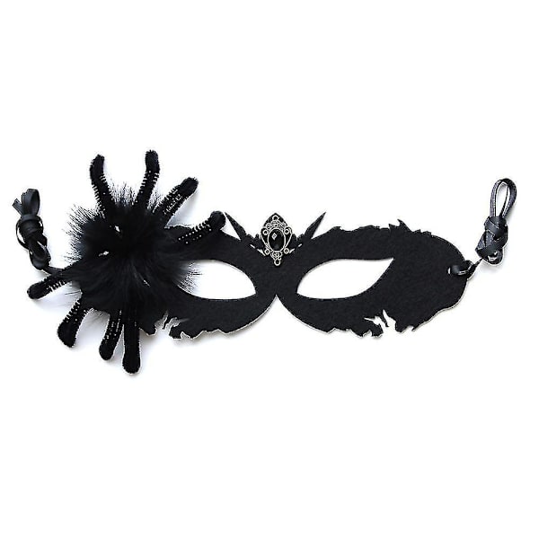 Halloween Svart Spindel Dödsmask Boll Halv Ansikte Man Och Kvinna Vuxen Prestanda Mask Huvudbonad Glad Halloween Fest Klä Upp A-yuhao