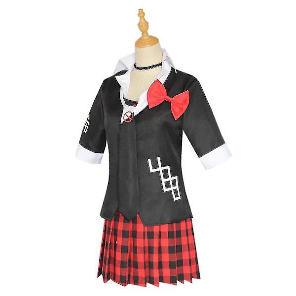 Danganronpa Enoshima Kostymset Uniform Jacka+Skjorta+Slips+Kjol+Rosett+Halsband Outfit Set M