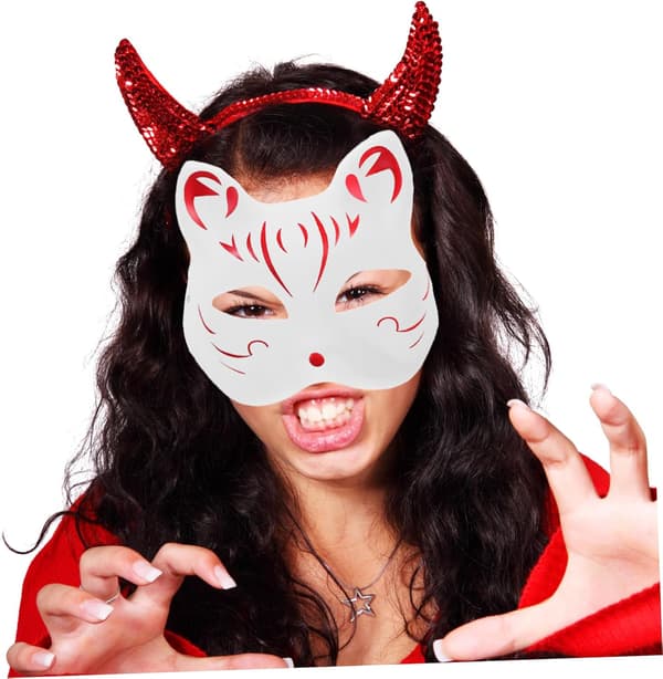 3 st handmålade djurmasker set DIY tomma pappersräv- och kattmasker