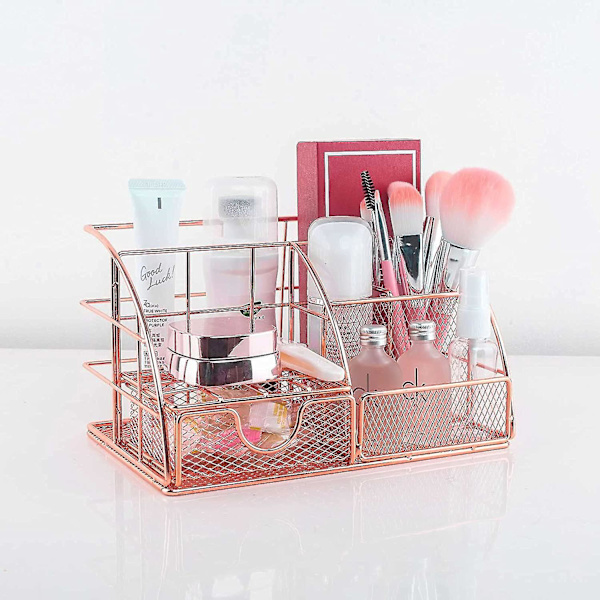Rosaguld Skrivebordsarrangør Skuffe Metal Desktop Organizer