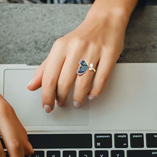 Söta Fjärilsöppna Ringar för Kvinnor Flickor Snygg Djur Statement Ring Present