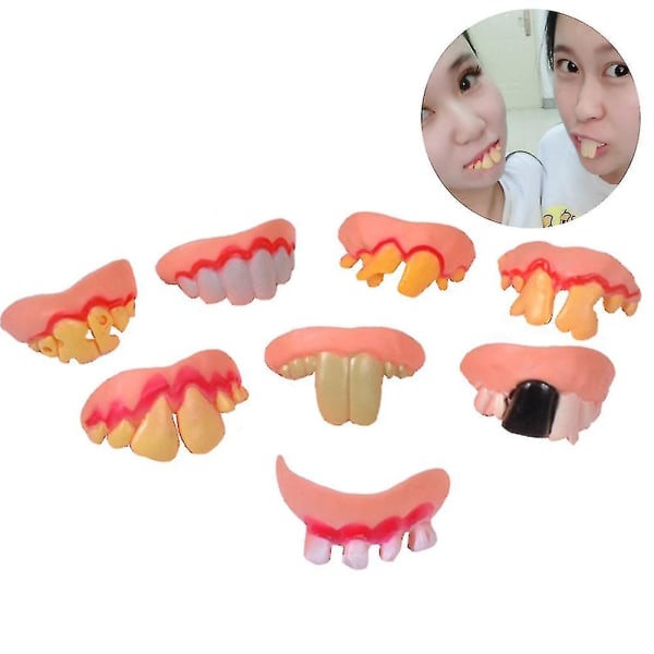 Funny Goofy Fake Vampire Denture Teeth Halloween Decor Prop Trick Toys Gift T-yuhao