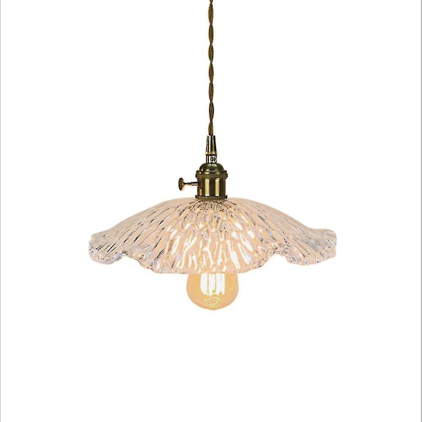 Retro Brons Glas Chandelier Sovrum Sängbord Lotuslampa