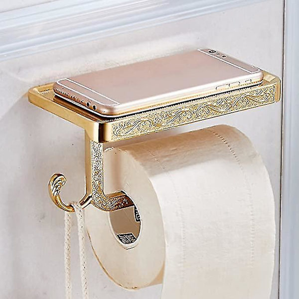 Guld Toiletpapirholder Væghængt Papirhylde Metal Telefonhylde