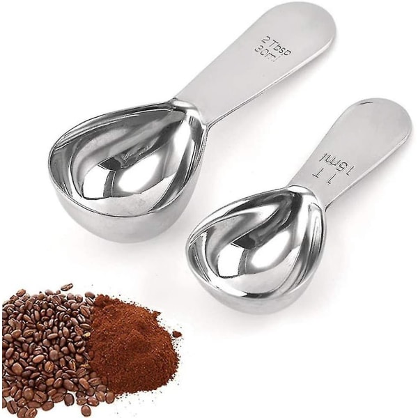 Coffee Scoop Set,2 Pieces Stainless Steel Coffee Scoops,15ml And 30ml,stainless Steel Measuring Spoo