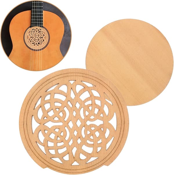 Ljudhålsskydd i trä för gitarr, ljuddämpare för gitarr, enkel att installera, dekorativ beige