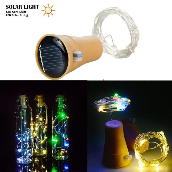 Solar LED String Light 10stk Vinflaske 20 LED Kobber