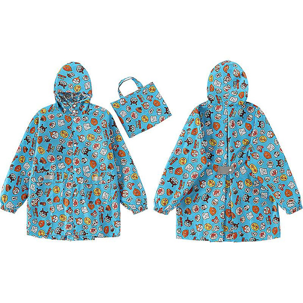 Barnregnkläder, 3D Cartoon Barn Regnrock Jacka Poncho För Pojke Flicka (Gul Bröd) Blue Bread S
