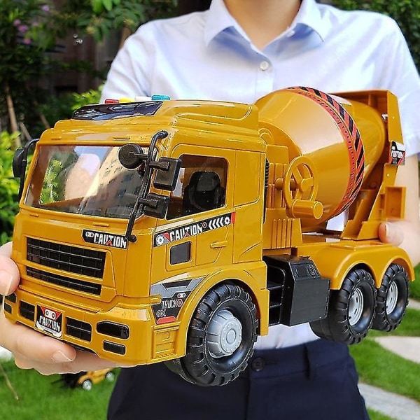 Stor ingeniørbilgraver Kranmikser lastebil modell Musikklys for barn utendørs spill (gul)