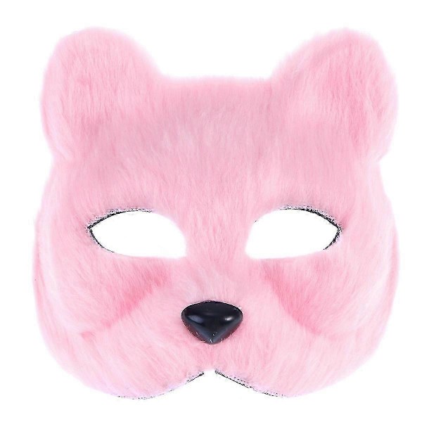 Fantasi Kostumemaske Halv Ansigt Dyremaske Cosplay Kostume Tilbehør Til Halloween Karneval Maskerade (Pink)