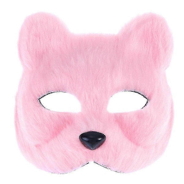 Halvmask för Maskerad, Djurmask, Cosplay Kostymtillbehör för Halloween Karneval Maskerad (Rosa)