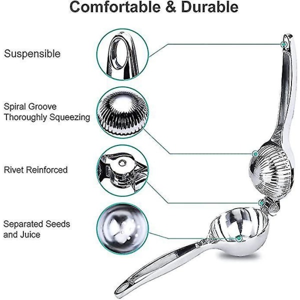 Sitronpresse i rustfritt stål, manuell juicer for sitrusfrukter