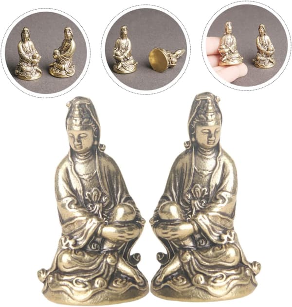 4 stk. stilfuld messing Buddha-statue Yin-pynt Boligindretning Buddha-figur