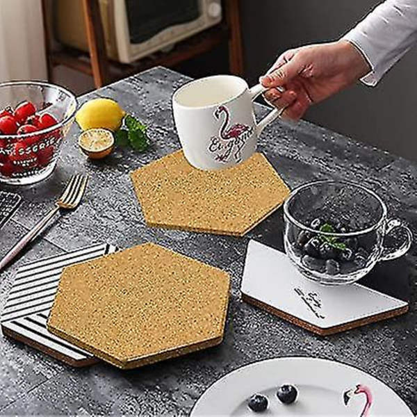 10 Hexagon Korktavlefliser Selvklebende Pinnvegger 20 Pushpins