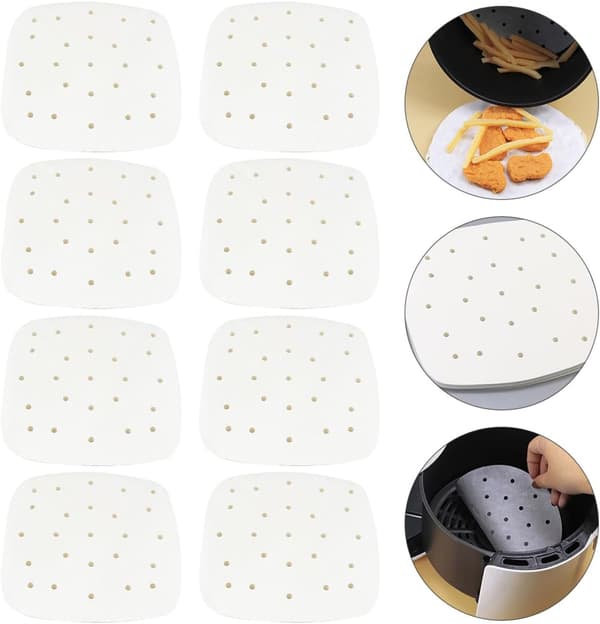 100 ark bagepapir, non-stick airfryer-puder, oliedrænende papir