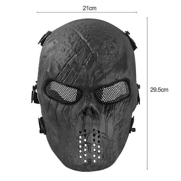 Fältmask Svart Man Helansikte Skalle Riddare Masker