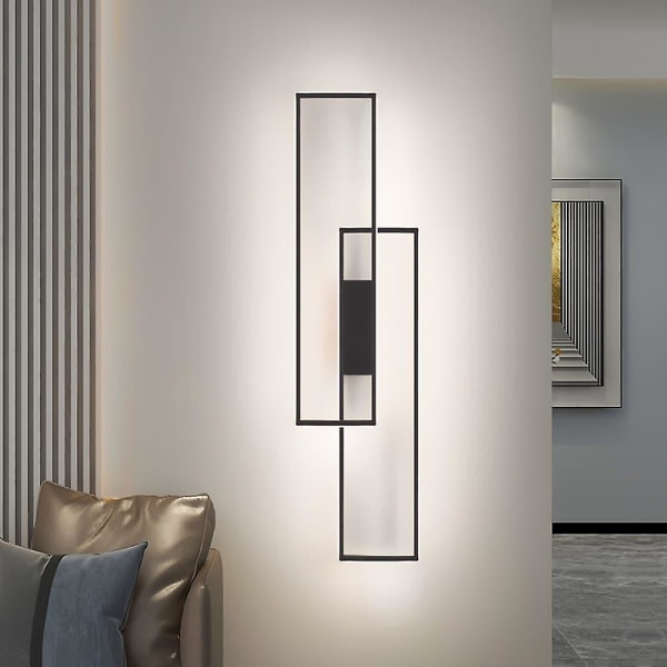 Led væglamper indendørs sort rektangel dobbelt metalbelysning