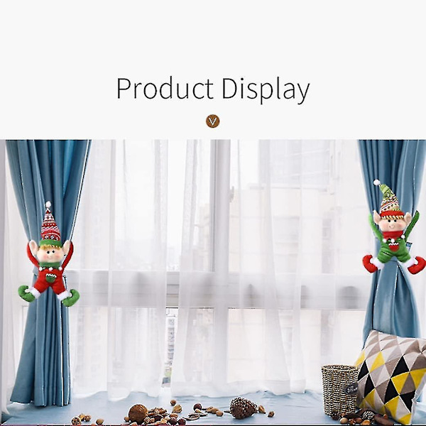 1 st Julklapp Röd Tomte Dock Gardin Spänne Hem Dekoration Hy-yuhao