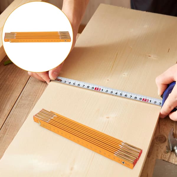 Træ 2 meter foldelineal med multi-led design Nem opbevaring Præcis måling Khaki farve