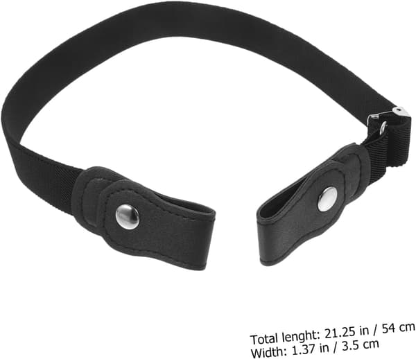 Justerbart midjebelte uten spenne, svart elastisk stretchbelte for gutter, jenter, unisex