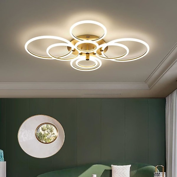 LED Loftlampe Cirkel Ring Nordisk Guld Akryl Stue