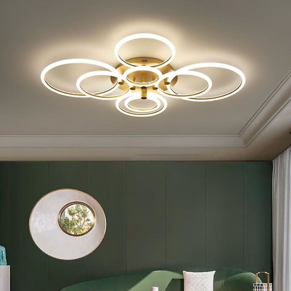 LED Taklampe Sirkel Ring Nordisk Gull Akryl Stue