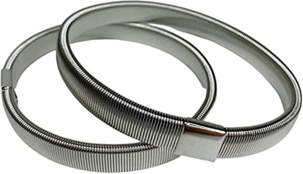 Metallisk armbånd for menn, elastisk armbåndshette (hvit K, 2 stk)
