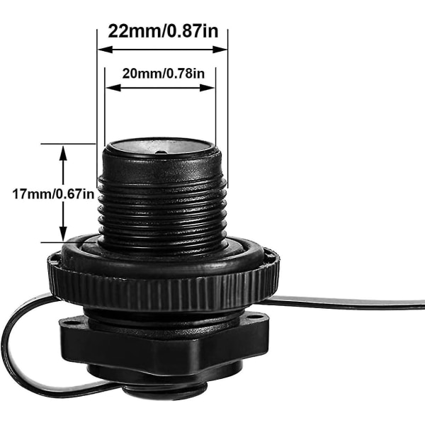 4 stk. Luftventilerstatning, Kajakflådeprop-erstatning, Luftmadras-prop-erstatning, Oppustelig båd Spiral Luftprop Boston Ventil, til Kajak Gummi Di