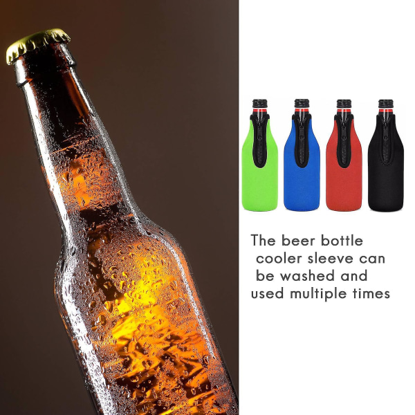 4-pak ølflaske isolatorhylster Hold drikken kold, lynlåsflaskejakker, ølflaskekølerhylster