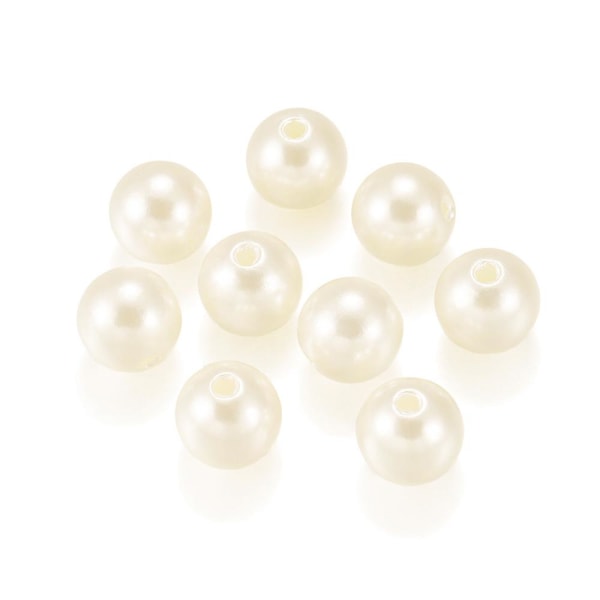 Modebeige plastik løse runde perler med huller Diy White Imitation Pearl