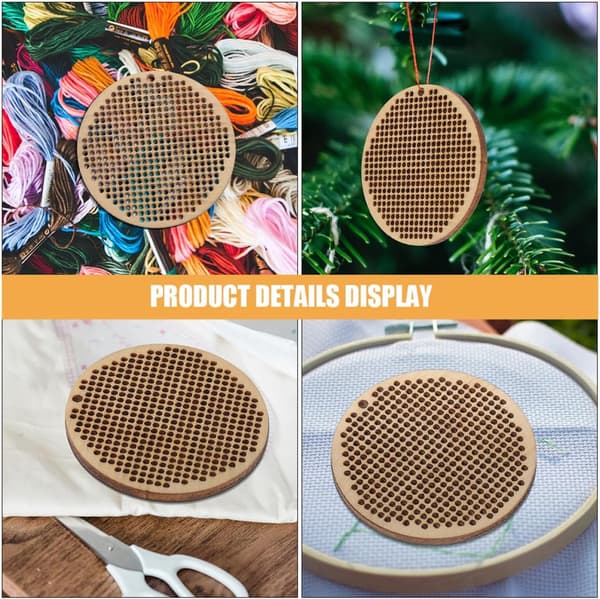 6st 5 cm runda träkorsstygnschips DIY träprydnadsämnen