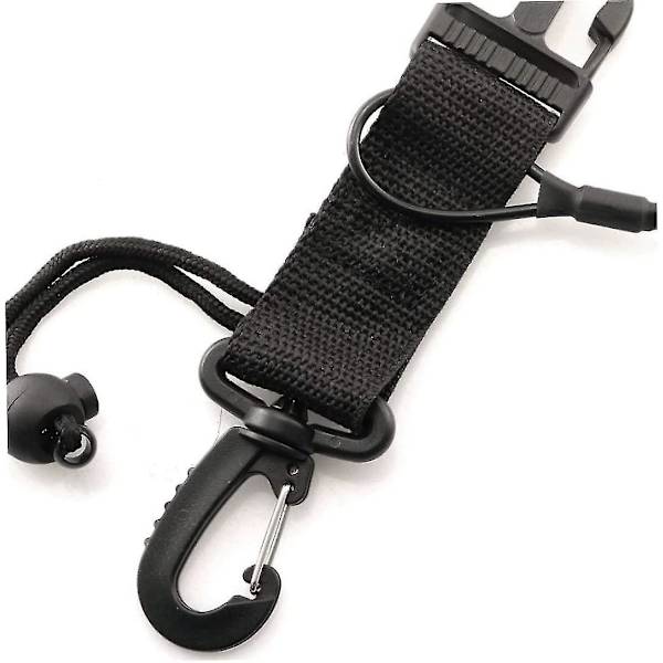 Dykkekrok, dykke lanyard tungt anti-tapt undervannsfjærspiral kamera stropp dykkeklips svart 1 stk
