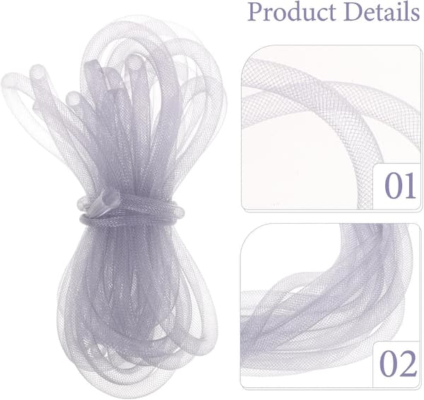 3 ruller elastisk nettingrør Grå håndverksnettingrør for DIY smykkefremstilling Fleksibelt bånd