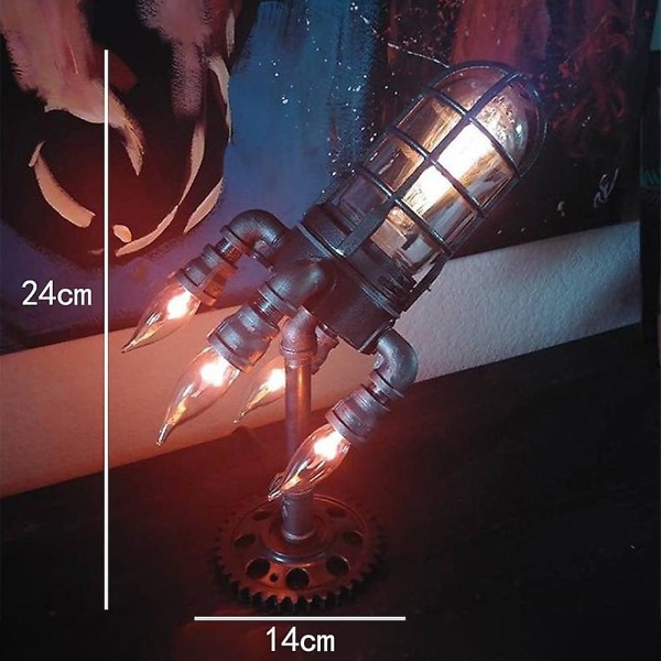 Steampunk Raket Lampe LED Pære Simuleret Flamme Retro Lys