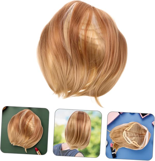 Gradient Farve Blonde Front Kort Bob Paryk til Kvinder Midterskilning Syntetisk Hårstykke
