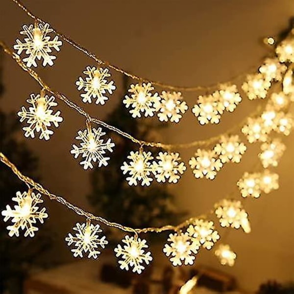 2 pakke julelys Snowflake 20ft 40 LED batteridrevet