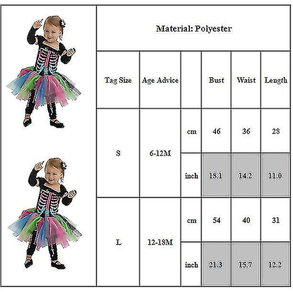Performance Kostume til Børn, Piger og Kvinder - Gyser, Fantasifuldt Outfit M Baby