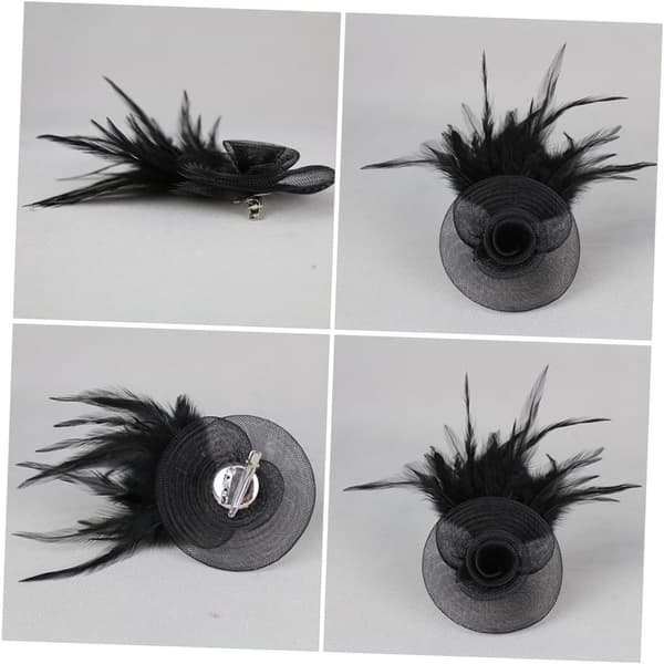 Fjær Hodeplagg for Kvinner Brud Fascinator Hatt Teselskap Hodeplagg Svart Lett Materiale