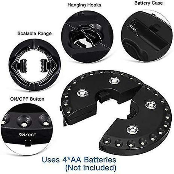 Patio-varjon valokaapeli langaton 28 LED-lampulla, sateenkestävä, 3 kirkkaustasoa ja USB