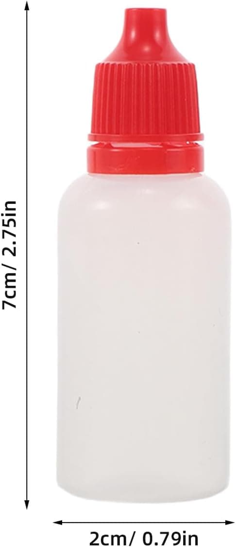 20 ml klämbara droppflaskor 20 st miniplastbläckflaskor med vita och röda lock