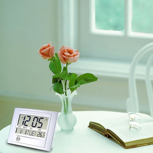 Ts-h129y Digital LCD Väggklocka med Temperatur för Hemmet och Kontoret