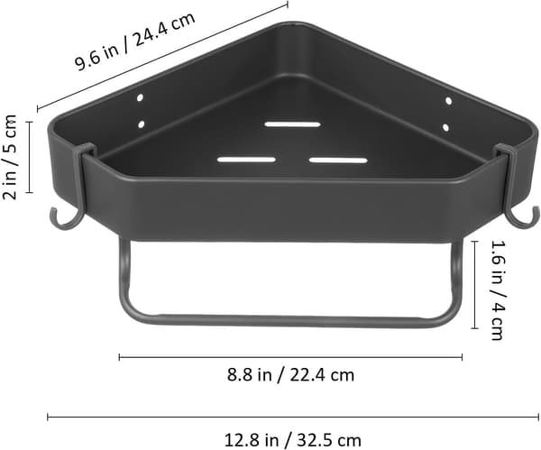 Duschhörnorganisatör Aluminiumlegering Triangulär Hylla med Krokar Robust Konstruktion